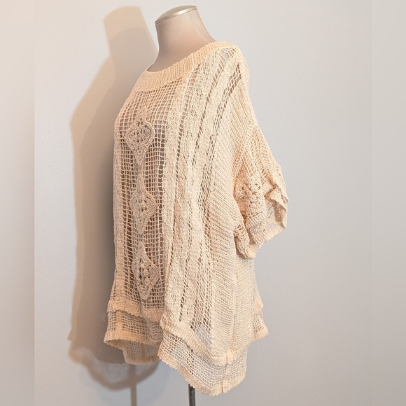 Dex Crochet Beige Beach Cover Up/Top - Picture 6 of 9